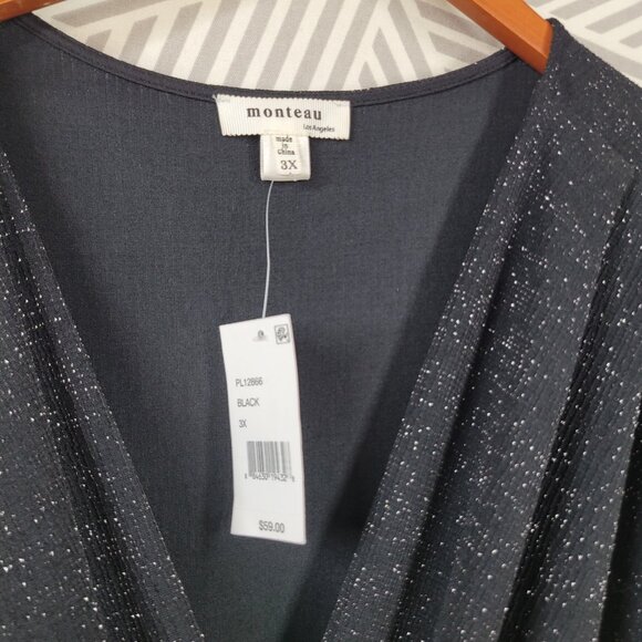 New Jumpsuit Plus Size 3X Playsuit Silver Black Stretchy Evening Event Wrap Top - Picture 6 of 8